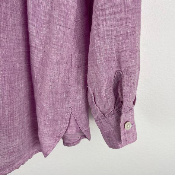 J. Jill Love Linen Muted Pink Long Sleeve Button Front Shirt Women's Medium - Picture 6 of 8